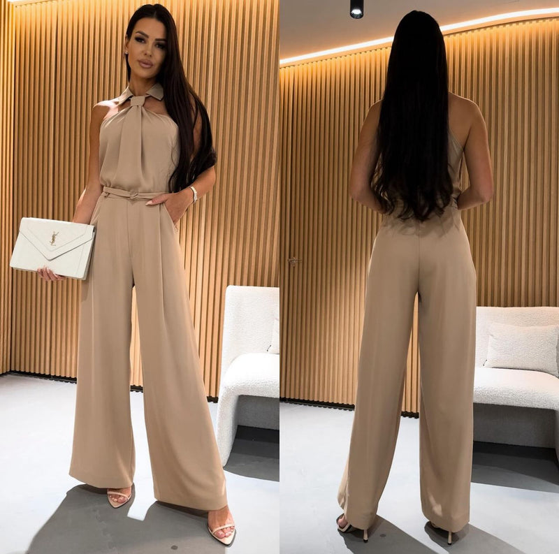 Jumpsuit colletto con nodo  gravata