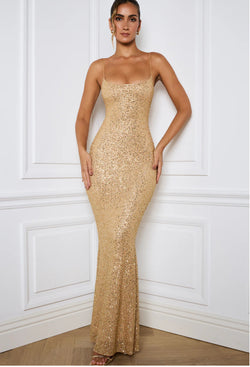 Vestito Crystal in paillettes colore oro