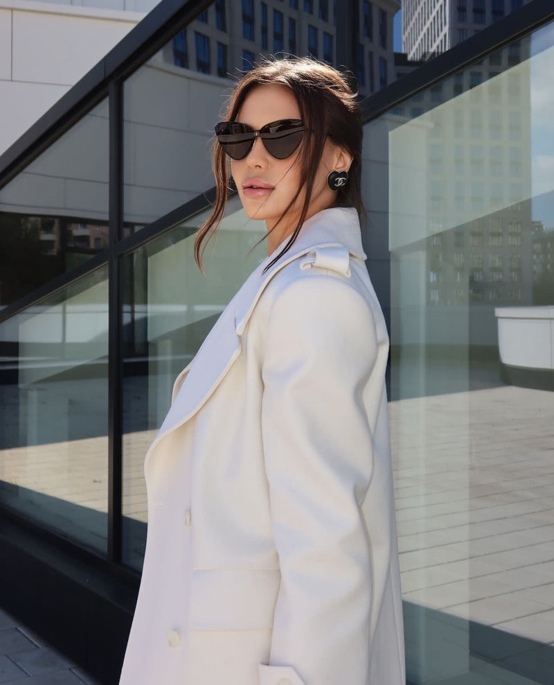 Cappotto WHITE 100% in lana foderato internamente