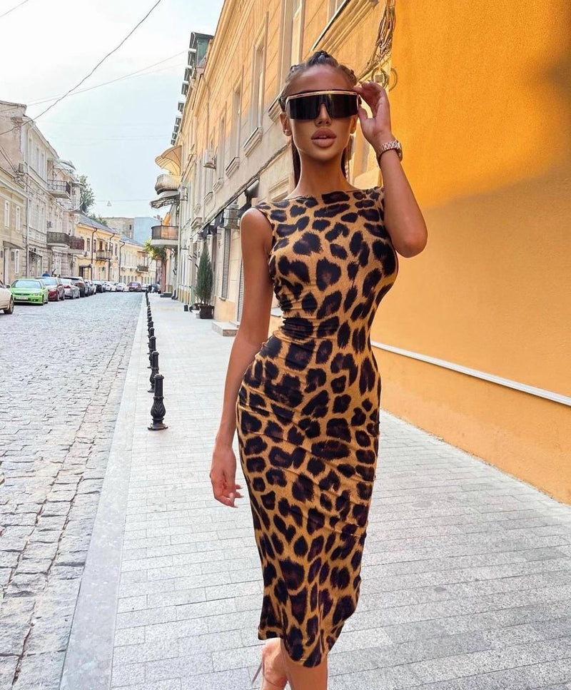 Dress cool leopardato in lycra