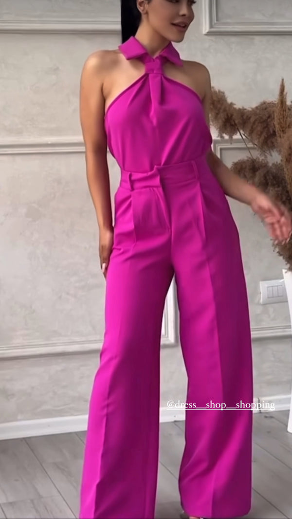 Jumpsuit colletto con nodo  gravata