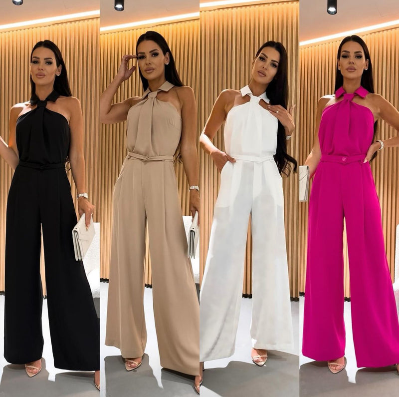 Jumpsuit colletto con nodo  gravata