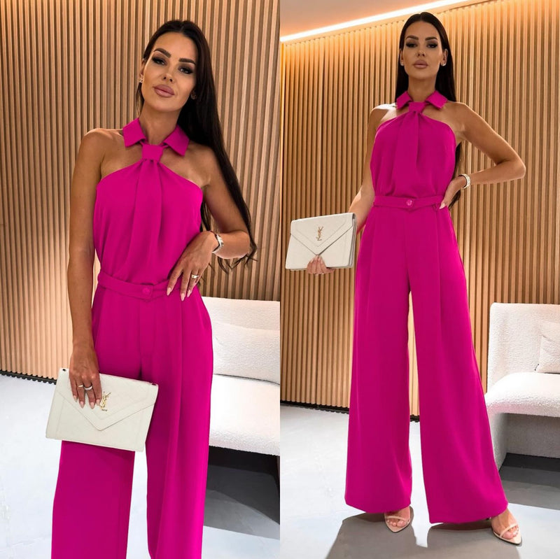 Jumpsuit colletto con nodo  gravata