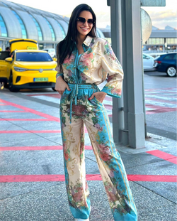 Chimono Singapore in raso con camicia e pantaloni larghi 🌺 vestibilita morbida comoda